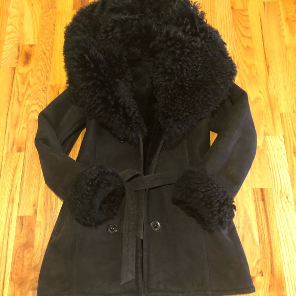 Black Shearling Coat - Picture 5 of 12